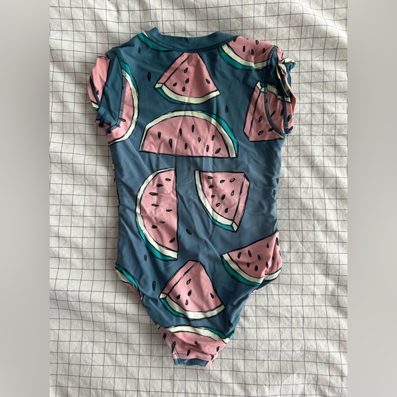 Tea Collection Kids One-Piece Swimsuit in Blue and Pink Watermelon Print 6 - Picture 4 of 5